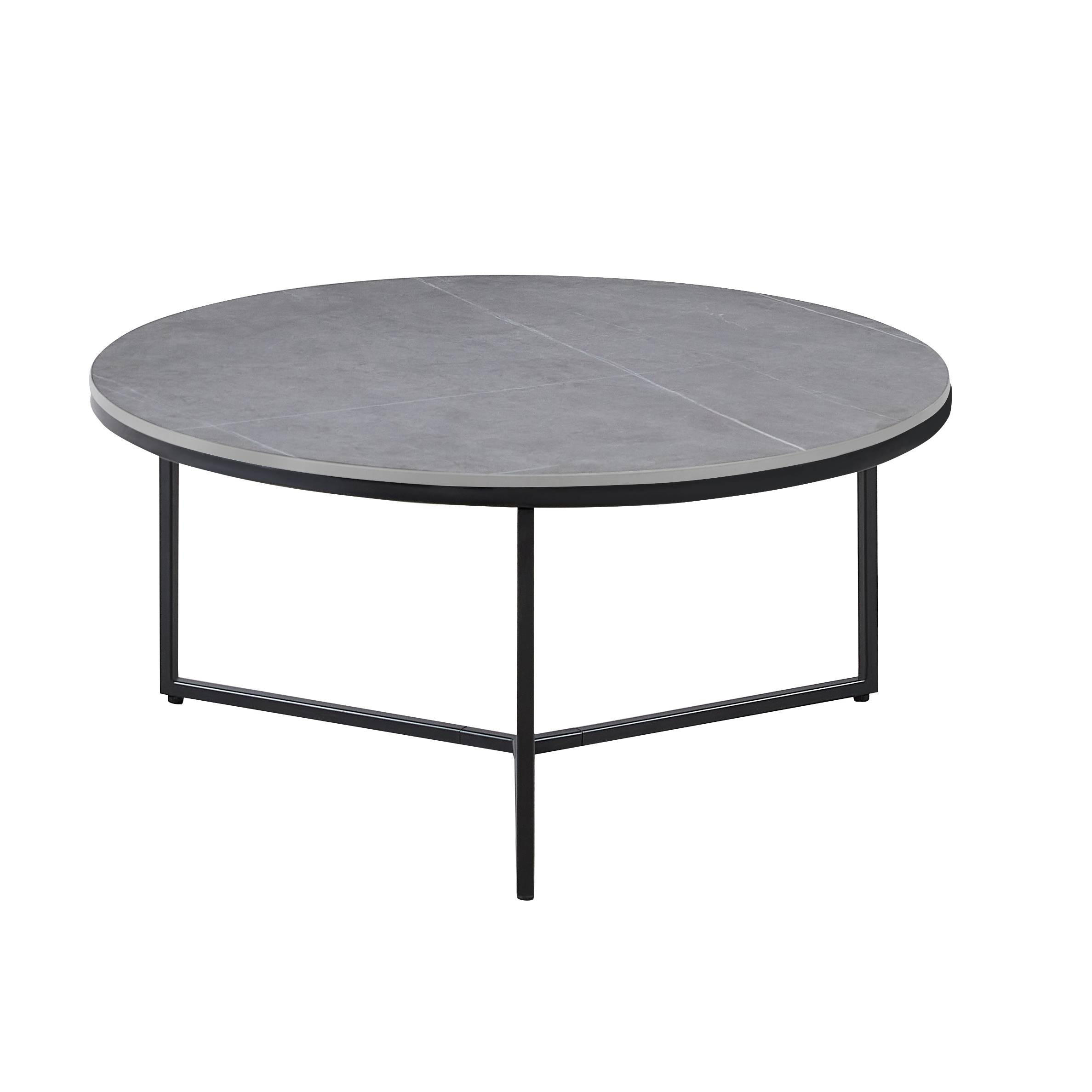 COUCHTISCH 80/80/37 cm rund Grau  - Schwarz/Grau, Design, Keramik/Metall (80/80/37cm) - Livetastic