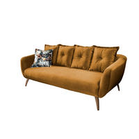 3-SITZER-SOFA Velours Gelb, Multicolor  - Gelb/Buchefarben, MODERN, Holz/Textil (236/94/103cm) - Livetastic