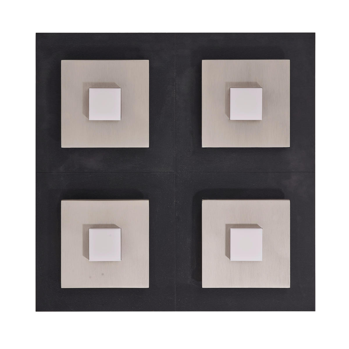 LED-DECKENLEUCHTE Plano 48/7/48 cm  - Schwarz/Alufarben, Design, Kunststoff/Metall (48/7/48cm) - Grossmann