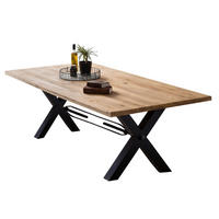 ESSTISCH 240/100/76 cm Echtholz  Holz, Metall rechteckig Naturfarben, Schwarz  - Schwarz/Naturfarben, MODERN, Holz/Metall (240/100/76cm) - MID.YOU