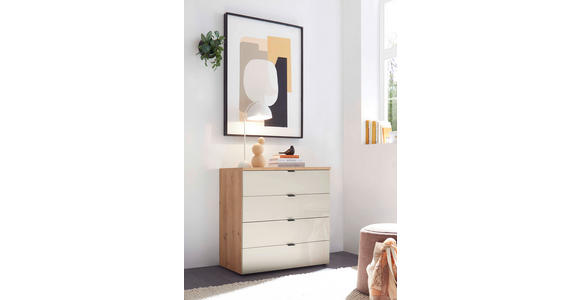 KOMMODE in 80/78,4/43 cm - Schieferfarben/Eiche Bianco, Basics, Glas/Holzwerkstoff (80/78,4/43cm) - Dieter Knoll