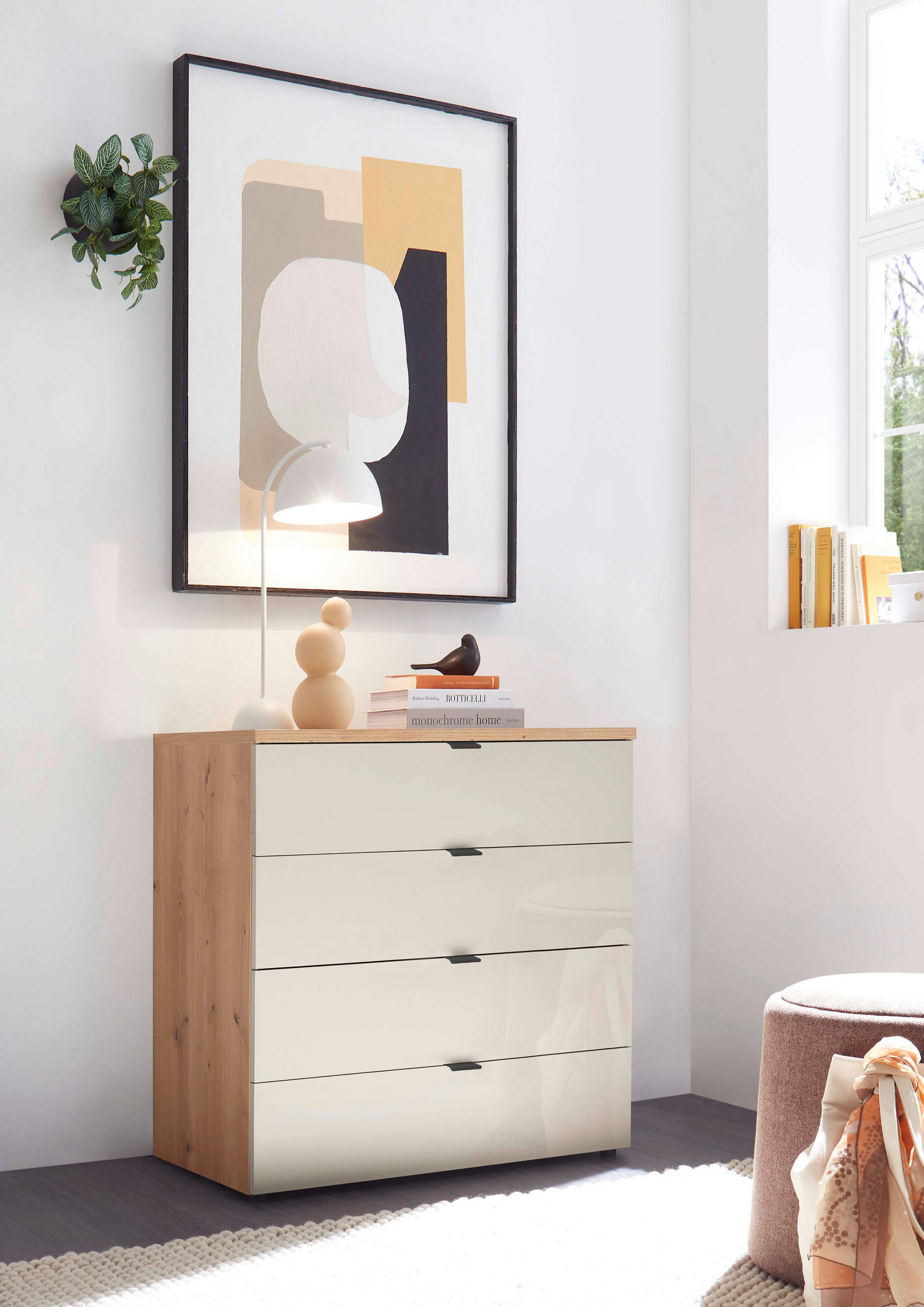 KOMMODE  in 80/78,4/43 cm  - Schieferfarben/Eiche Bianco, Basics, Glas/Holzwerkstoff (80/78,4/43cm) - Dieter Knoll