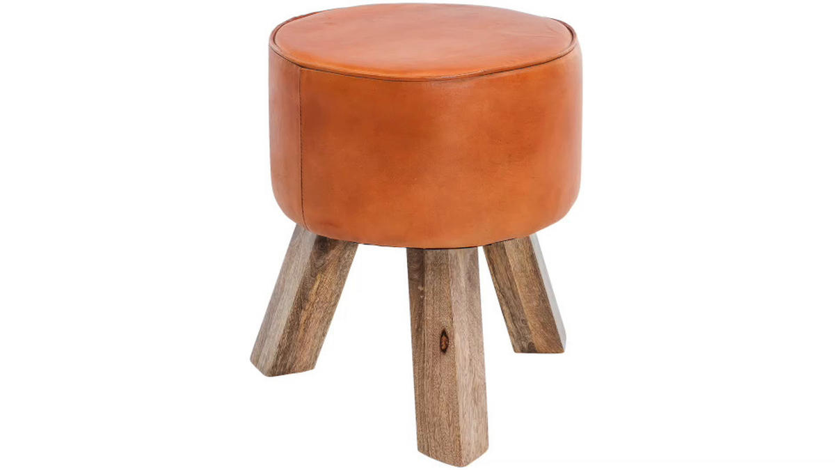 TABURE, usnje rjava  - rjava, Natur, les/usnje (37/45/37cm) - MID.YOU