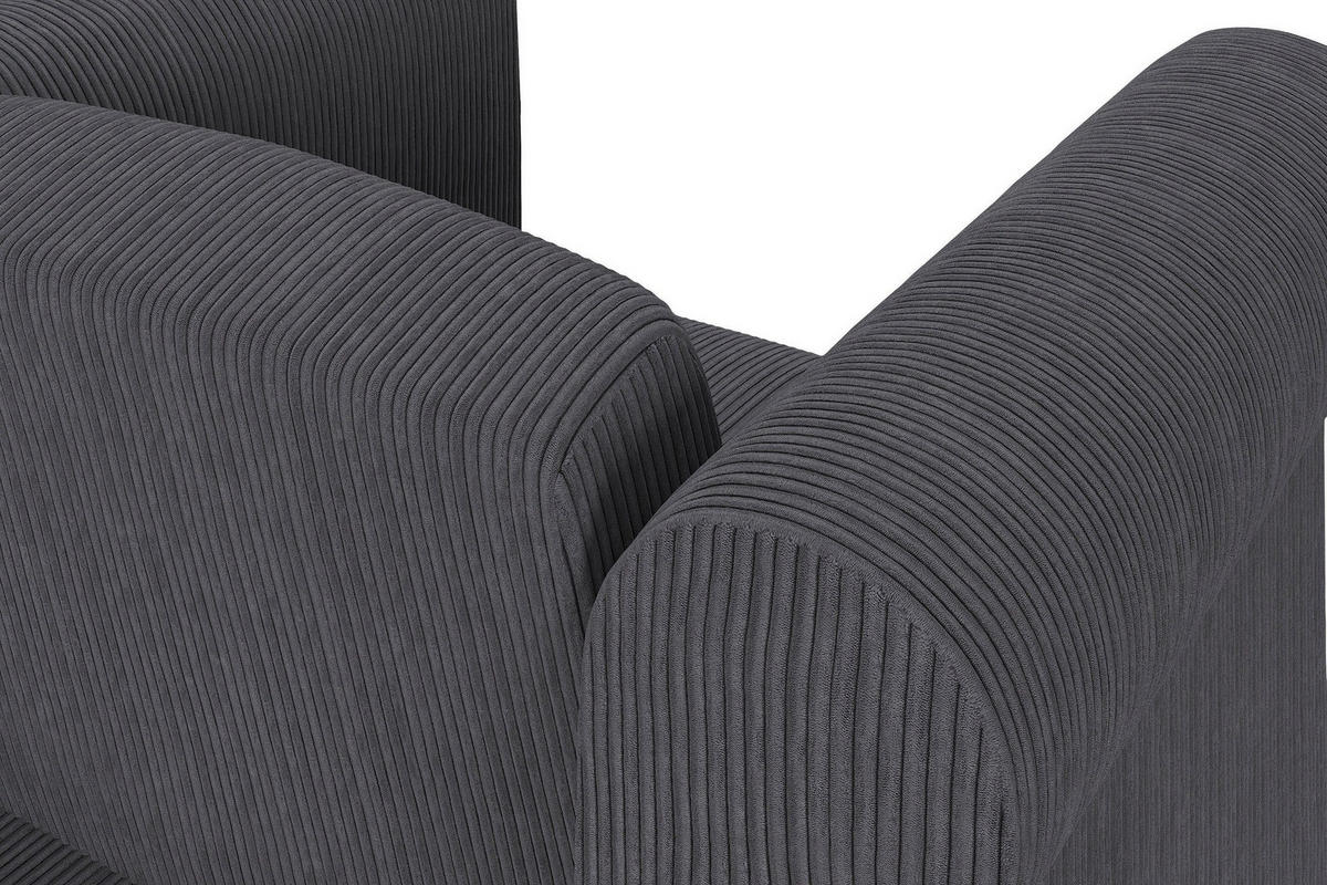SESSEL in Cord Anthrazit  - Anthrazit/Schwarz, Basics, Holz/Textil (111/83/87cm) - Livetastic