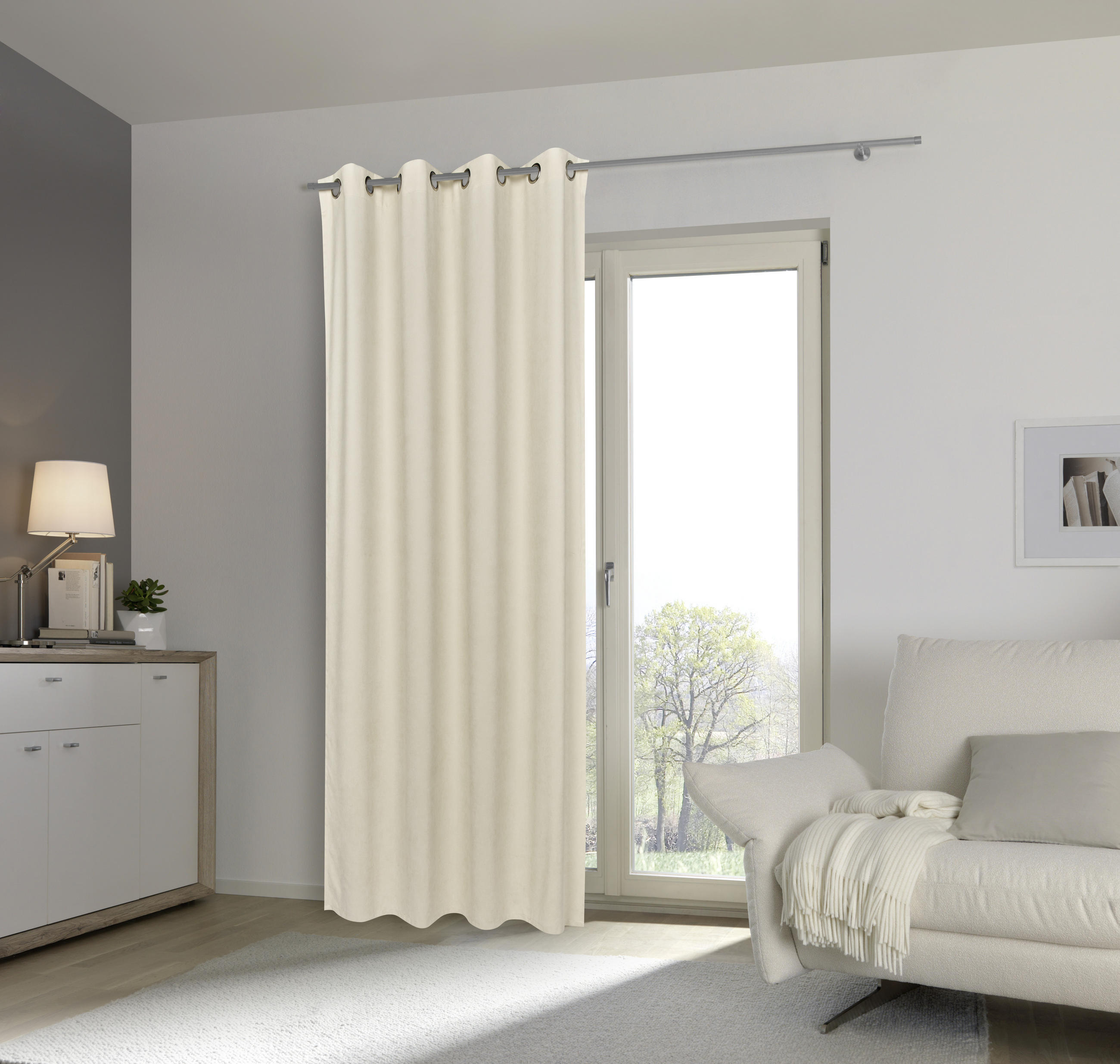 ZAVESA SA KARIKAMA prirodna boja - prirodna boja, Konvencionalno, tekstil (140/245cm) - Esposa