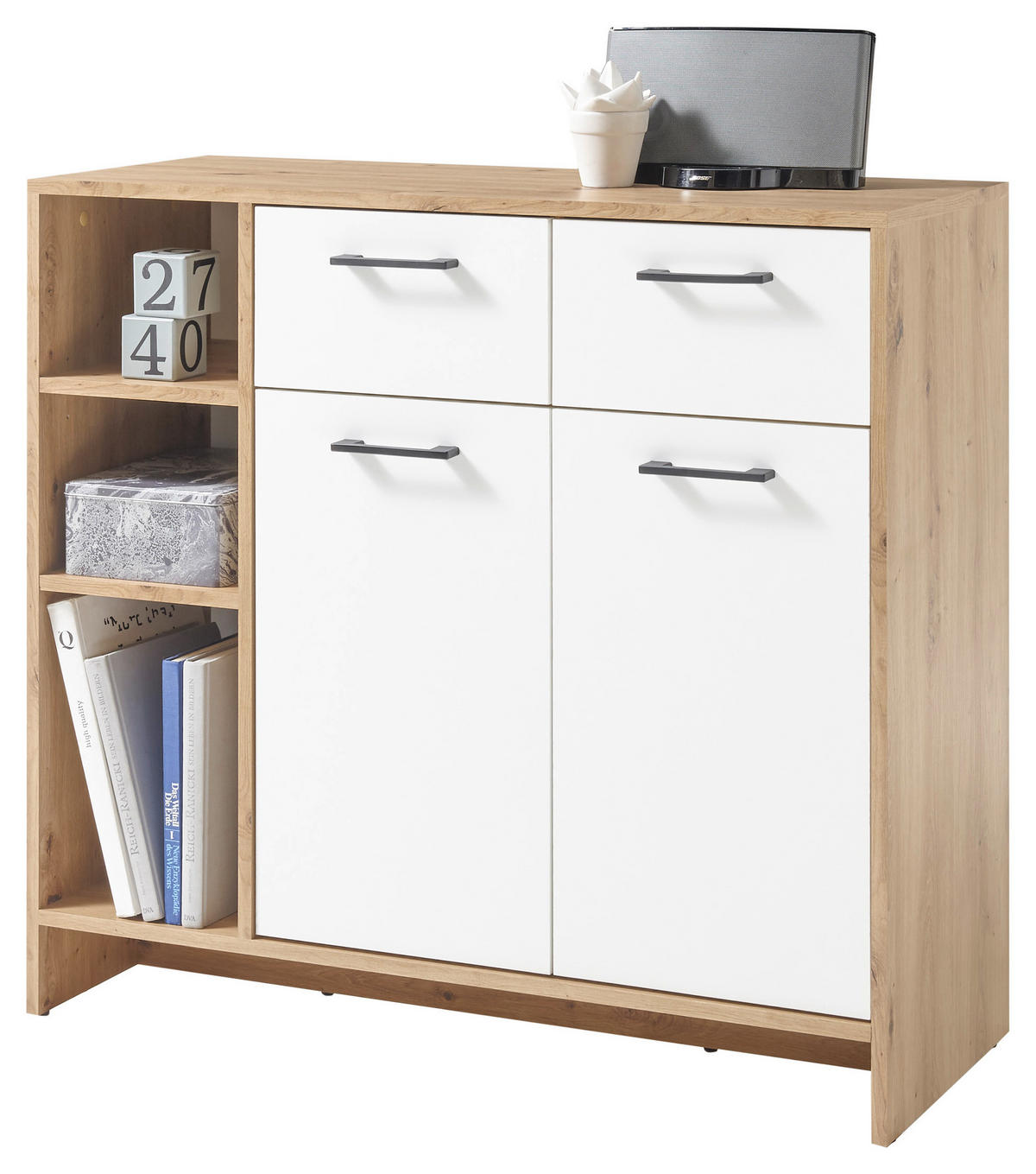 KOMMODE  in 100/92/38 cm  - Eichefarben/Schwarz, Design, Holzwerkstoff/Kunststoff (100/92/38cm) - MID.YOU