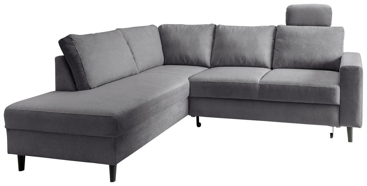 ECKSCHLAFSOFA in Chenille Dunkelgrau  - Dunkelgrau/Schwarz, MODERN, Holz/Textil (200/242cm) - Livetastic