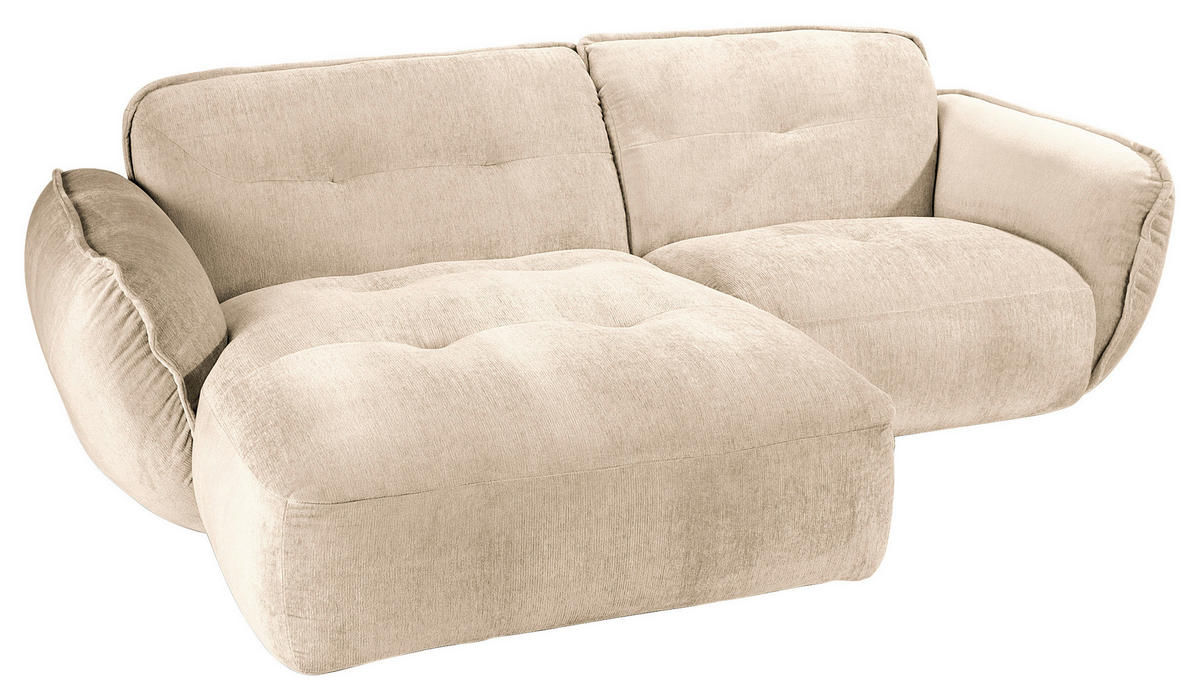 ECKSOFA in Chenille Creme  - Creme/Schwarz, Modern, Kunststoff/Textil (184/269cm) - Trendmanufaktur