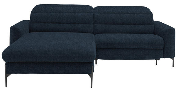 ECKSOFA  in Flachgewebe Blau  191/252 cm  - Blau/Schwarz, Design, Textil/Metall (191/252cm) - Dieter Knoll