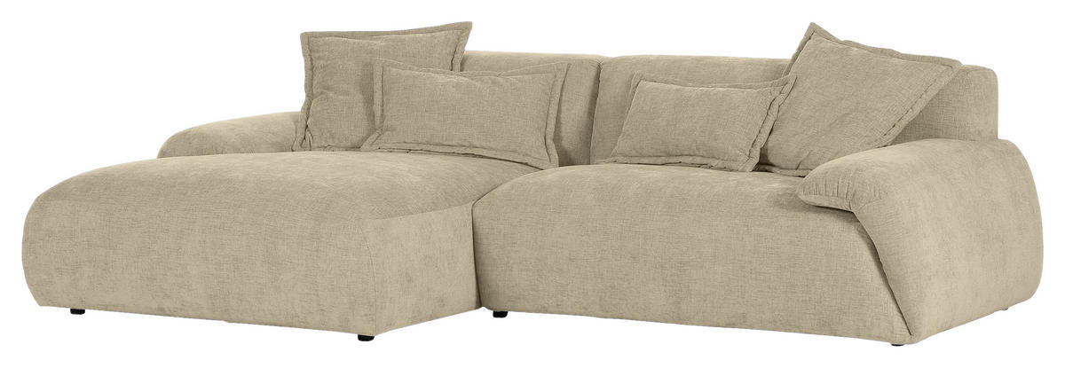 ECKSOFA in Flachgewebe Beige  - Beige/Schwarz, Konventionell, Kunststoff/Textil (174/274cm) - Carryhome