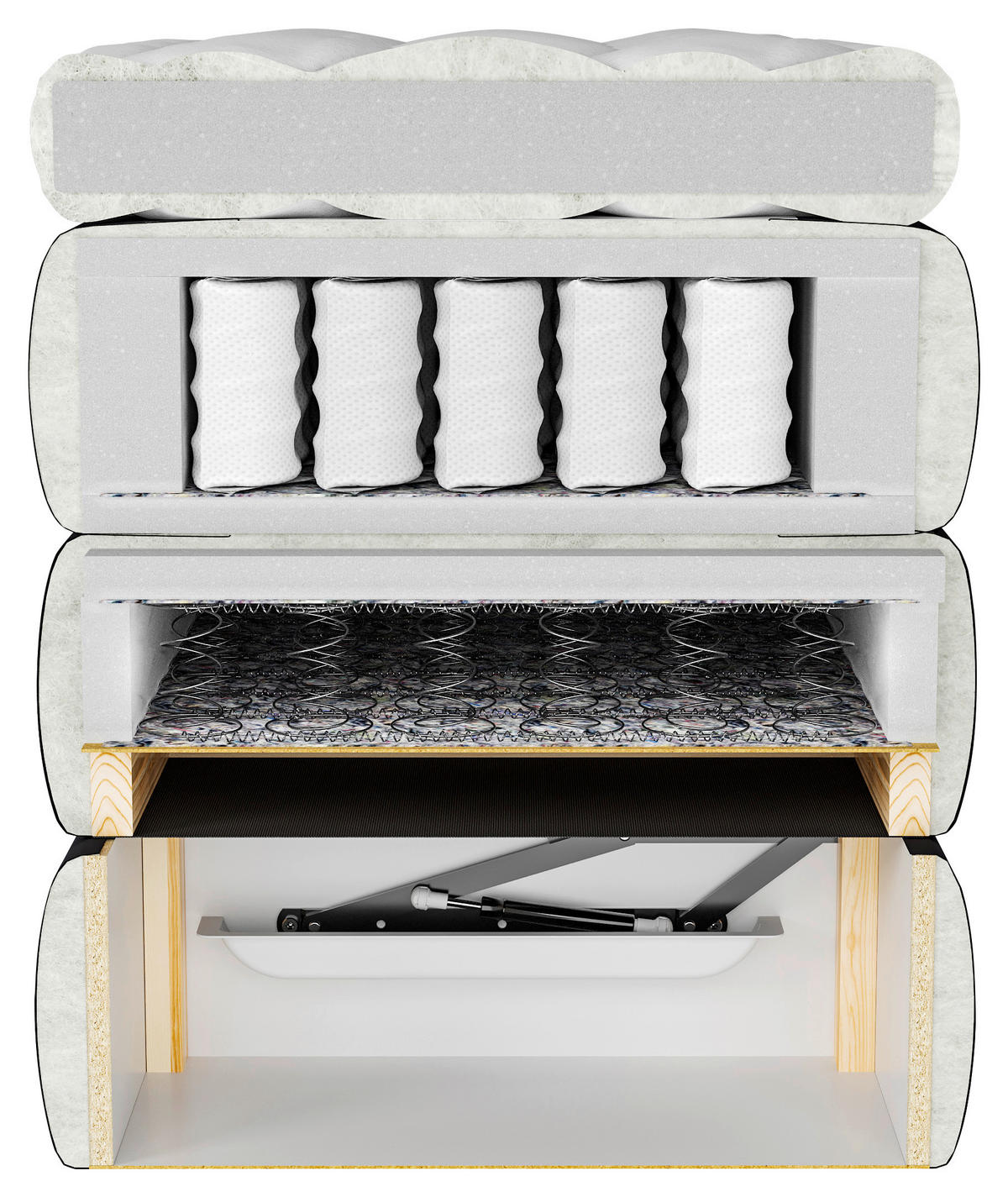 BOXSPRINGBETT 200/200 cm,  in Grün, Bettkasten, Topper, H2 + H3 = mittel + fest  - Schwarz/Grün, MODERN, Holz/Kunststoff (200/200cm) - MID.YOU