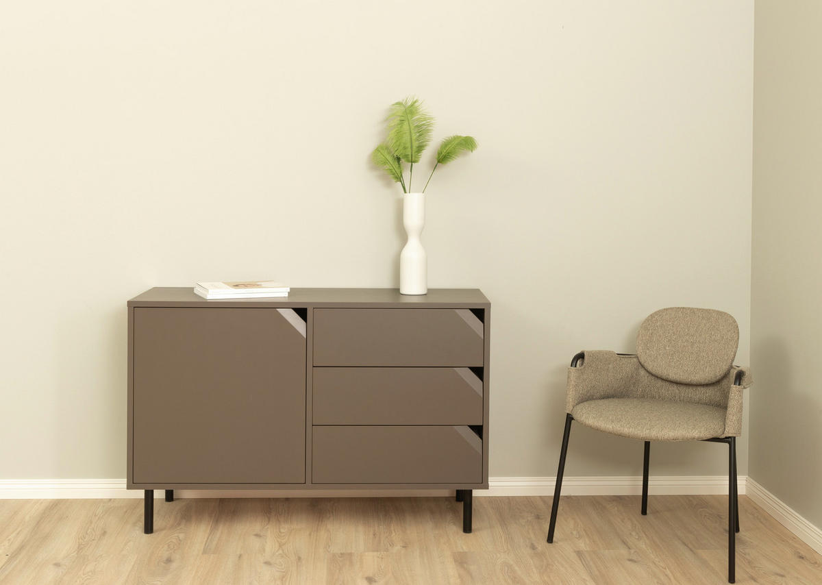 SIDEBOARD  in 118/77/43 cm  - Taupe/Schwarz, Design, Holzwerkstoff/Metall (118/77/43cm)