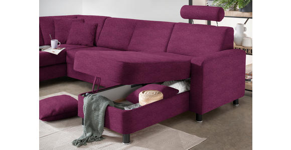 WOHNLANDSCHAFT  in Webstoff Lila  - Lila/Schwarz, Design, Holz/Textil (198/296/165cm) - Xora