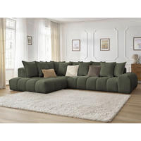 ECKSOFA Ottomane links  EVEREST Grün Flachgewebe  - Schwarz/Grün, MODERN, Kunststoff/Textil (210/352cm)
