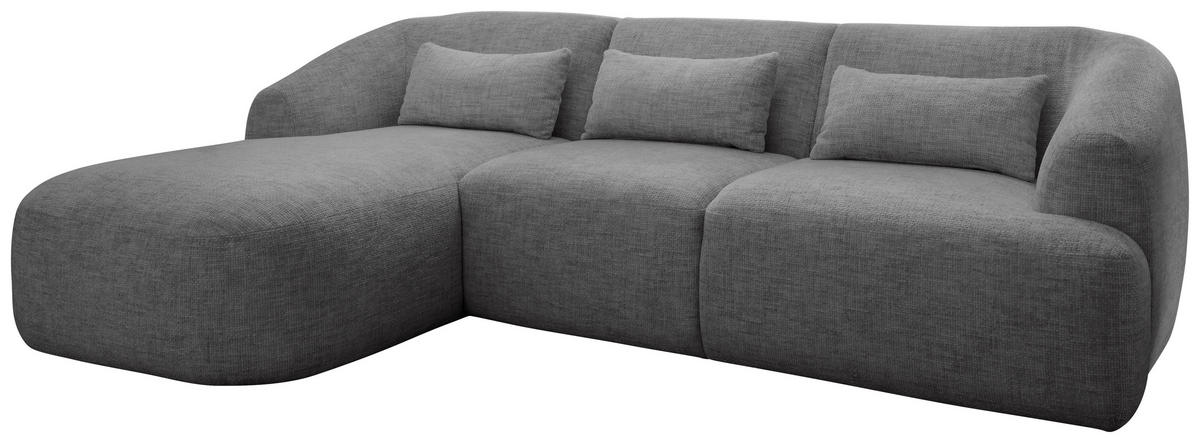 ECKSOFA in Struktur Silberfarben  - Silberfarben/Schwarz, Modern, Kunststoff/Textil (160/256cm) - Livetastic