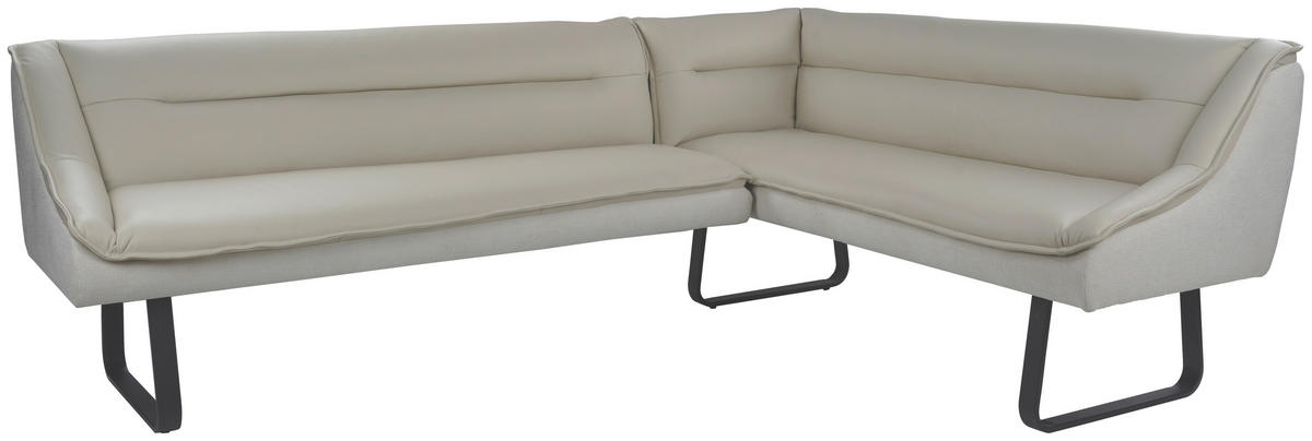 ECKBANK 237/178 cm Struktur Echtleder Schwarz, Beige   - Beige/Schwarz, Design, Leder/Textil (237/178cm) - Novel