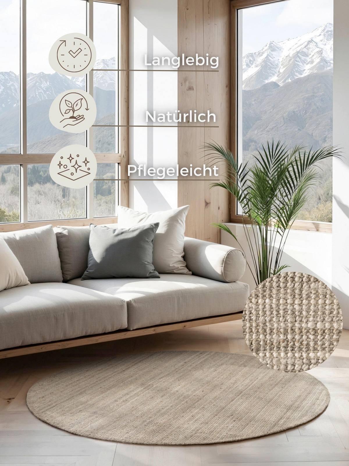 JUTETEPPICH 200 cm Jaipur Greige  - Greige, Basics, Textil (200cm) - Hanse Home
