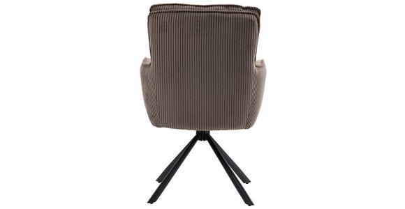 ARMLEHNSTUHL  Stoffauswahl, Sitzfläche 180° drehbar Cord  - Taupe/Schwarz, Design, Textil/Metall (62/95/67cm) - Novel