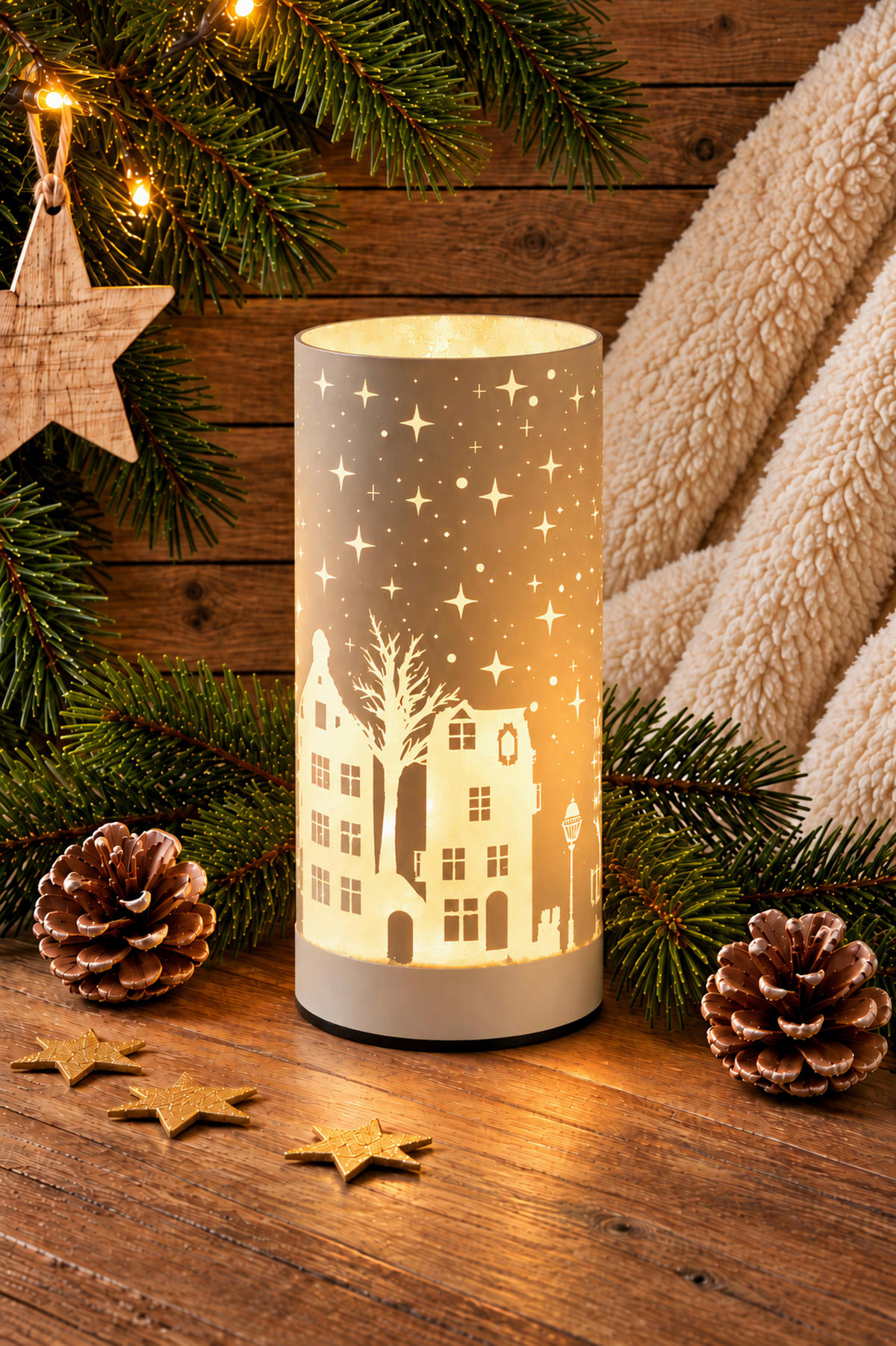 LED-WEIHNACHTSFIGUR  - Beige/Rot, LIFESTYLE, Glas (7/15,5cm)