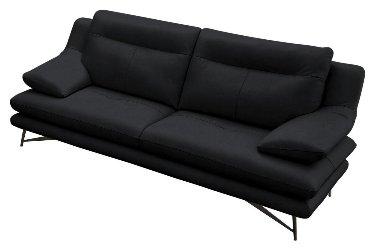 2,5-SITZER in Leder Schwarz  - Schwarz, Design, Leder/Metall (195/90/109cm)