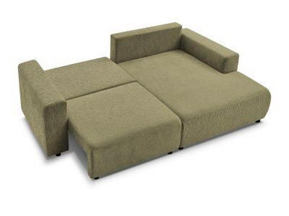 ECKSOFA Ottomane rechts  ATILLA Grün Struktur  - Schwarz/Grün, MODERN, Kunststoff/Textil (244/149cm)