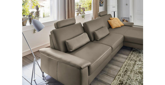 ECKSOFA  in Echtleder Graubraun  334/176 cm  - Graubraun/Schwarz, Design, Leder/Metall (334/176cm) - Dieter Knoll