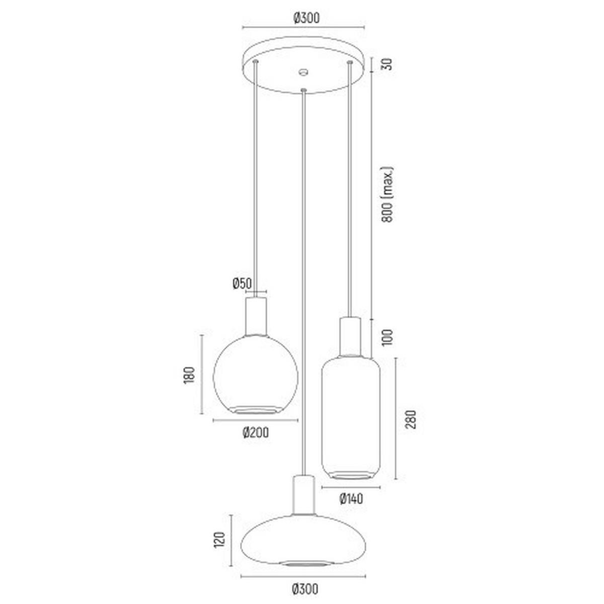HÄNGELEUCHTE SAGUNTO PLUS 105/44/44 cm   - Schwarz/Weiß, Basics, Glas/Metall (105/44/44cm)