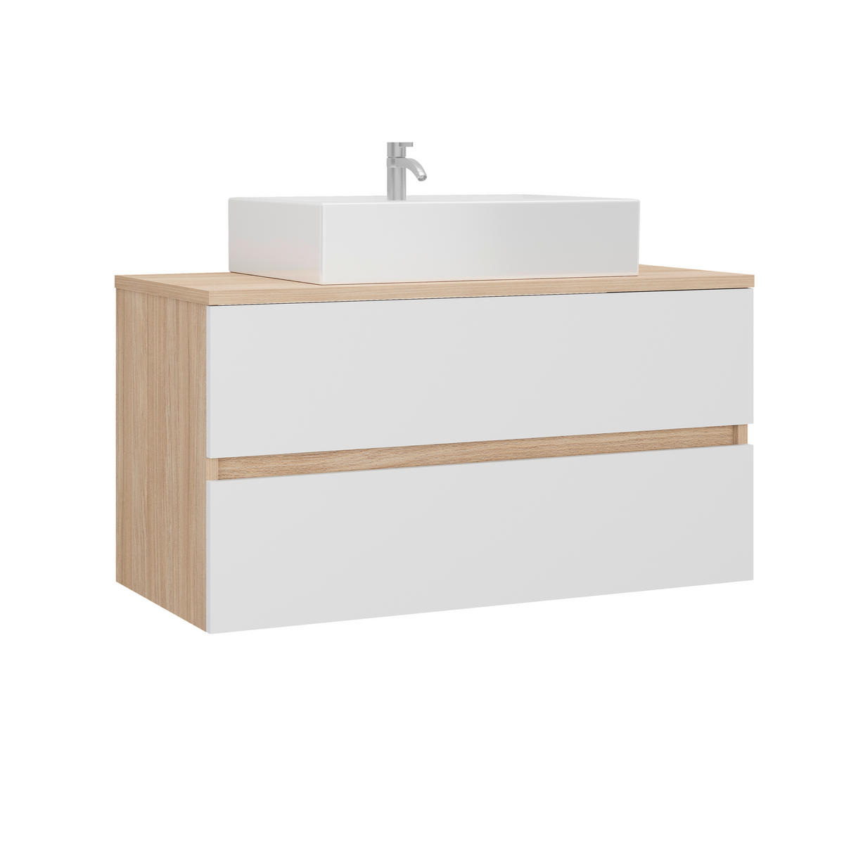 UMIVAL. ENOTA Z UMIVALNIKOM 100/47/54 cm  - bela/visoki sijaj, Basics, leseni material/keramika (100/47/54cm) - Ti'me