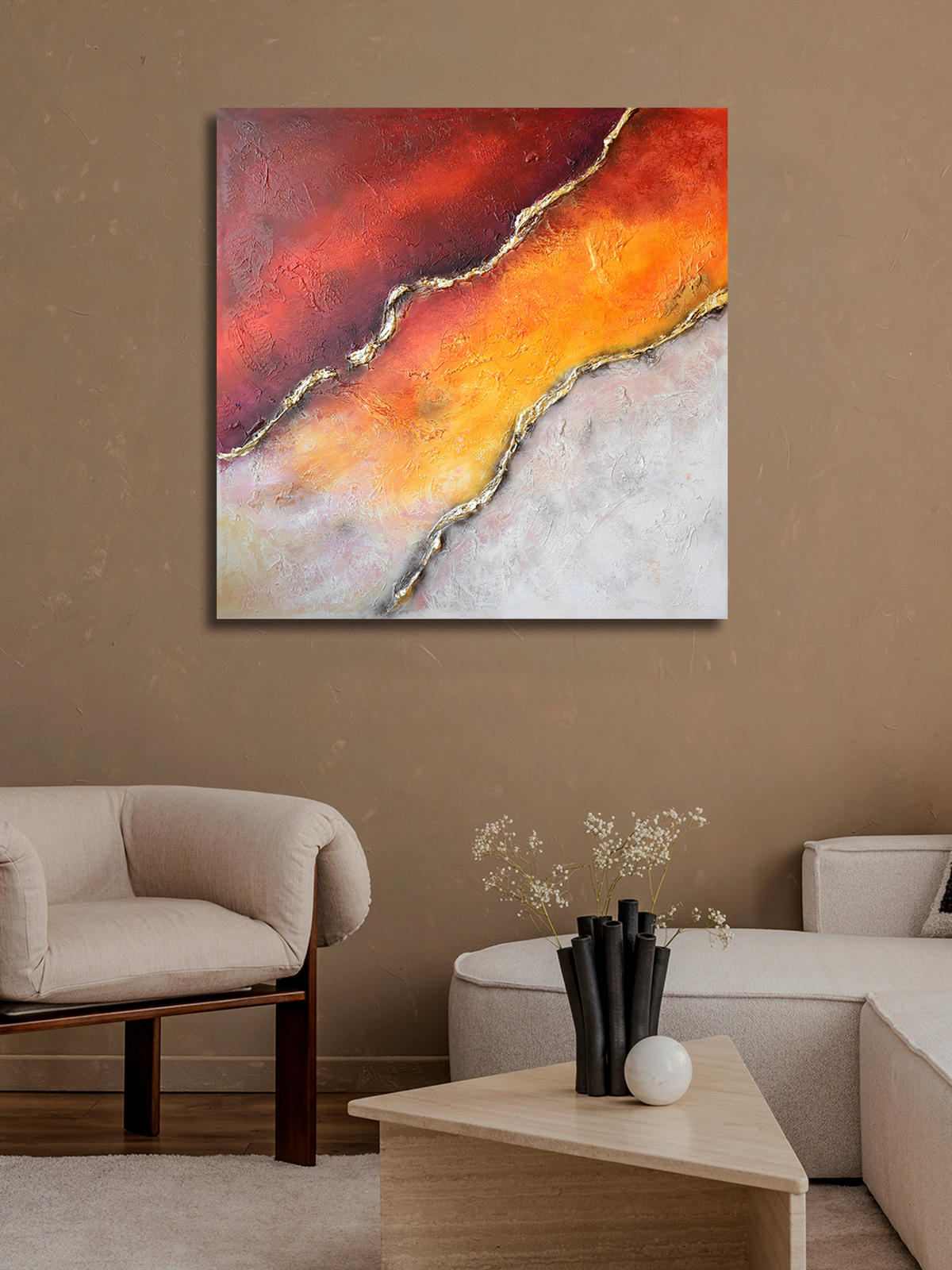 OLEJOMALBA, abstraktní, 80/80 cm  - vícebarevná, Konvenční, kompozitní dřevo/textil (80/80cm) - Monee