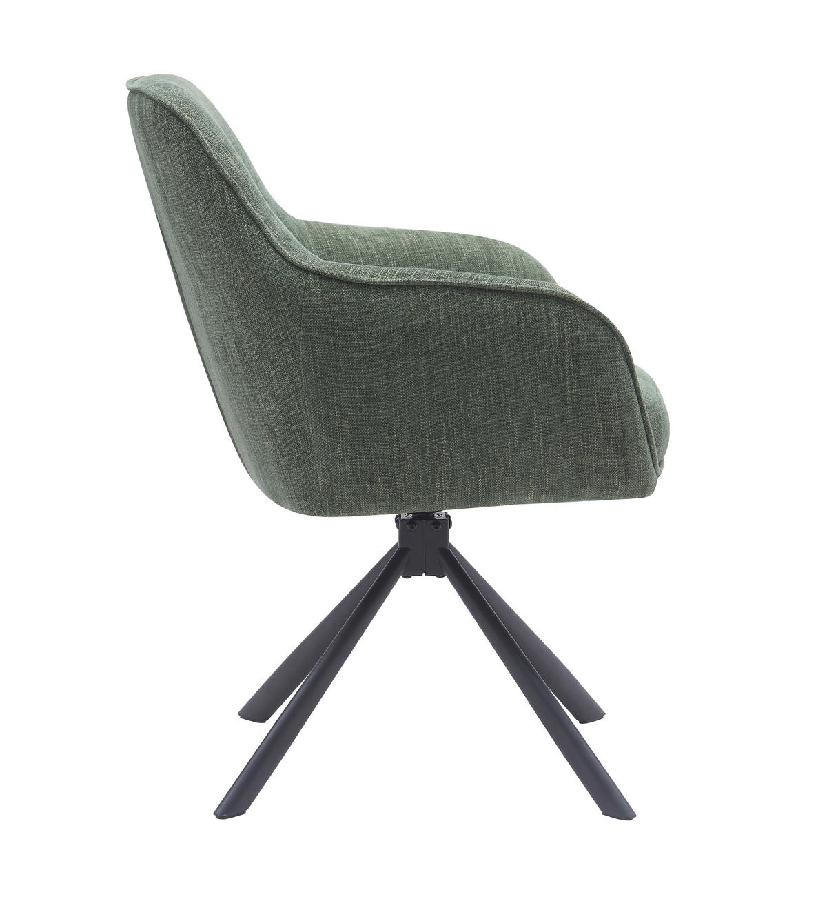 ARMLEHNSTUHL-SET 2 Stück Sitzfläche 360° drehbar, automatische Rückholfunktion, gepolsterte Armlehnen Chenille  - Waldgrün/Schwarz, MODERN, Textil/Metall (59/87/65cm) - Livetastic