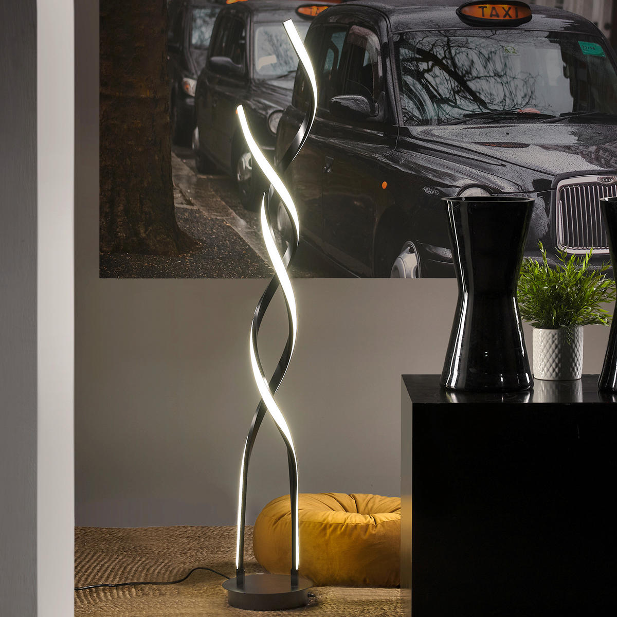 LED-STEHLEUCHTE 20/20/110 cm    - Titanfarben/Schwarz, Design, Kunststoff/Metall (20/20/110cm)