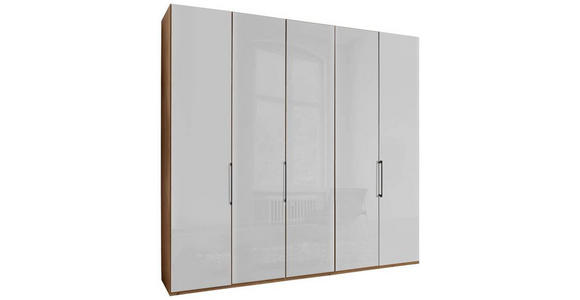 FALTTÜRENSCHRANK 250/216/58 cm 5-türig  - Schieferfarben/Eiche Bianco, KONVENTIONELL, Glas/Holzwerkstoff (250/216/58cm) - Dieter Knoll