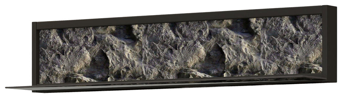 WOHNWAND  in Graphitfarben, Eiche Artisan  303/190/49 cm  - Schwarz/Graphitfarben, Design, Glas/Holzwerkstoff (303/190/49cm) - Cantus