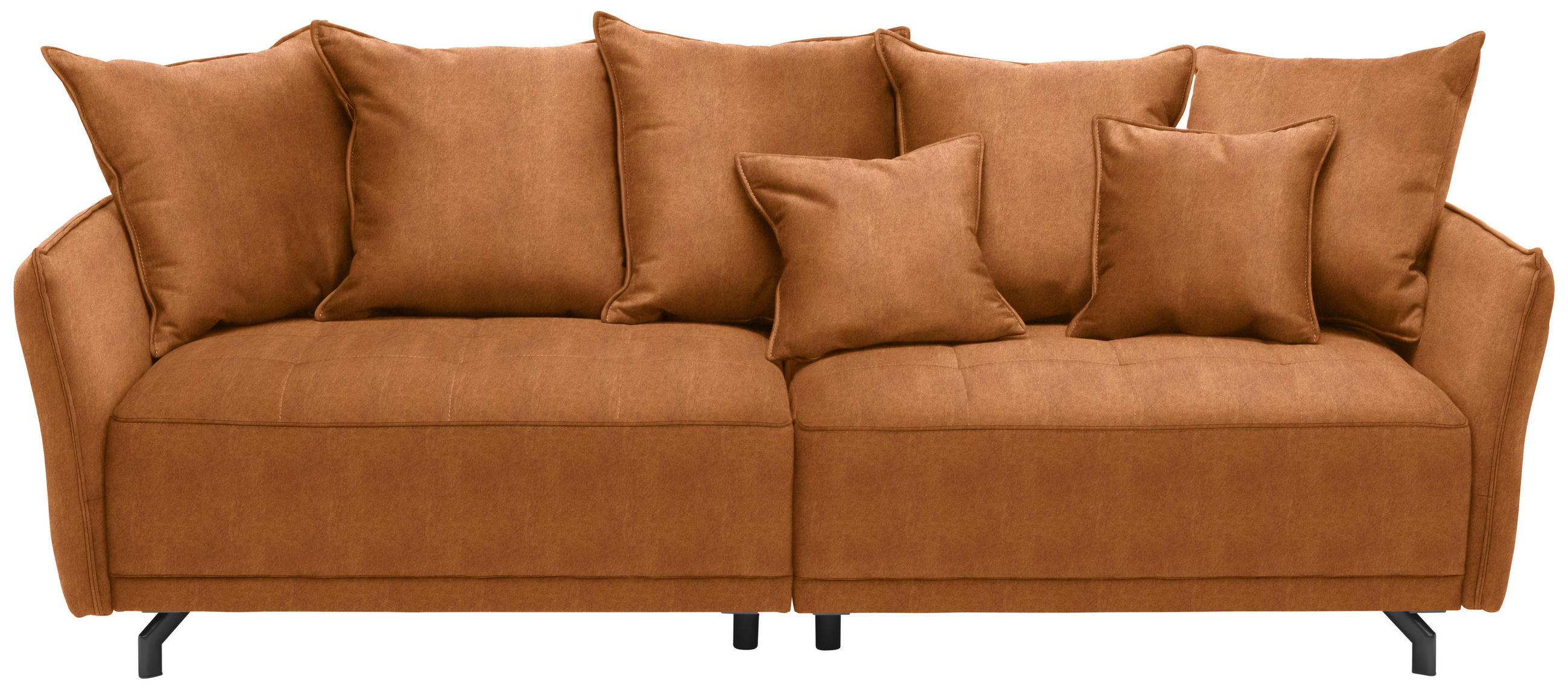 BIGSOFA in Velours Orange  - Schwarz/Orange, Design, Textil/Metall (226/91/103cm) - Carryhome