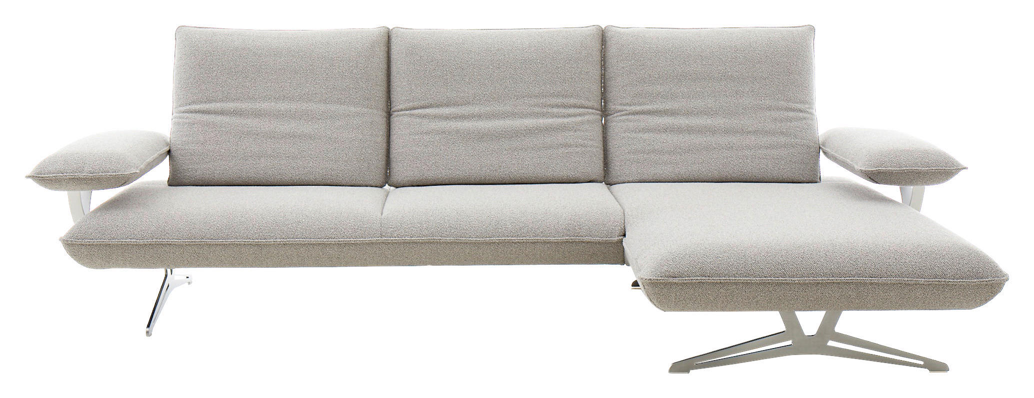 ECKSOFA in Flachgewebe Grau  - Edelstahlfarben/Grau, Design, Textil/Metall (316/161cm) - Koinor