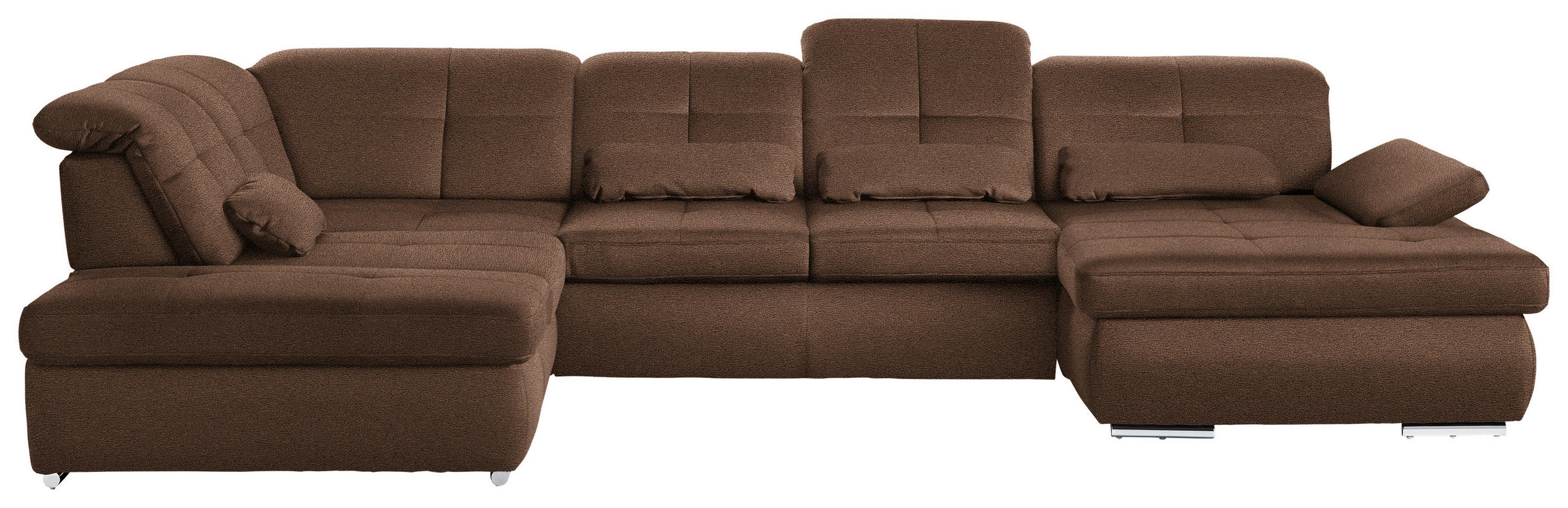 WOHNLANDSCHAFT  in Mikrofaser Haselnussfarben  - Chromfarben/Haselnussfarben, Design, Holzwerkstoff/Textil (260/371/195cm) - Beldomo Style