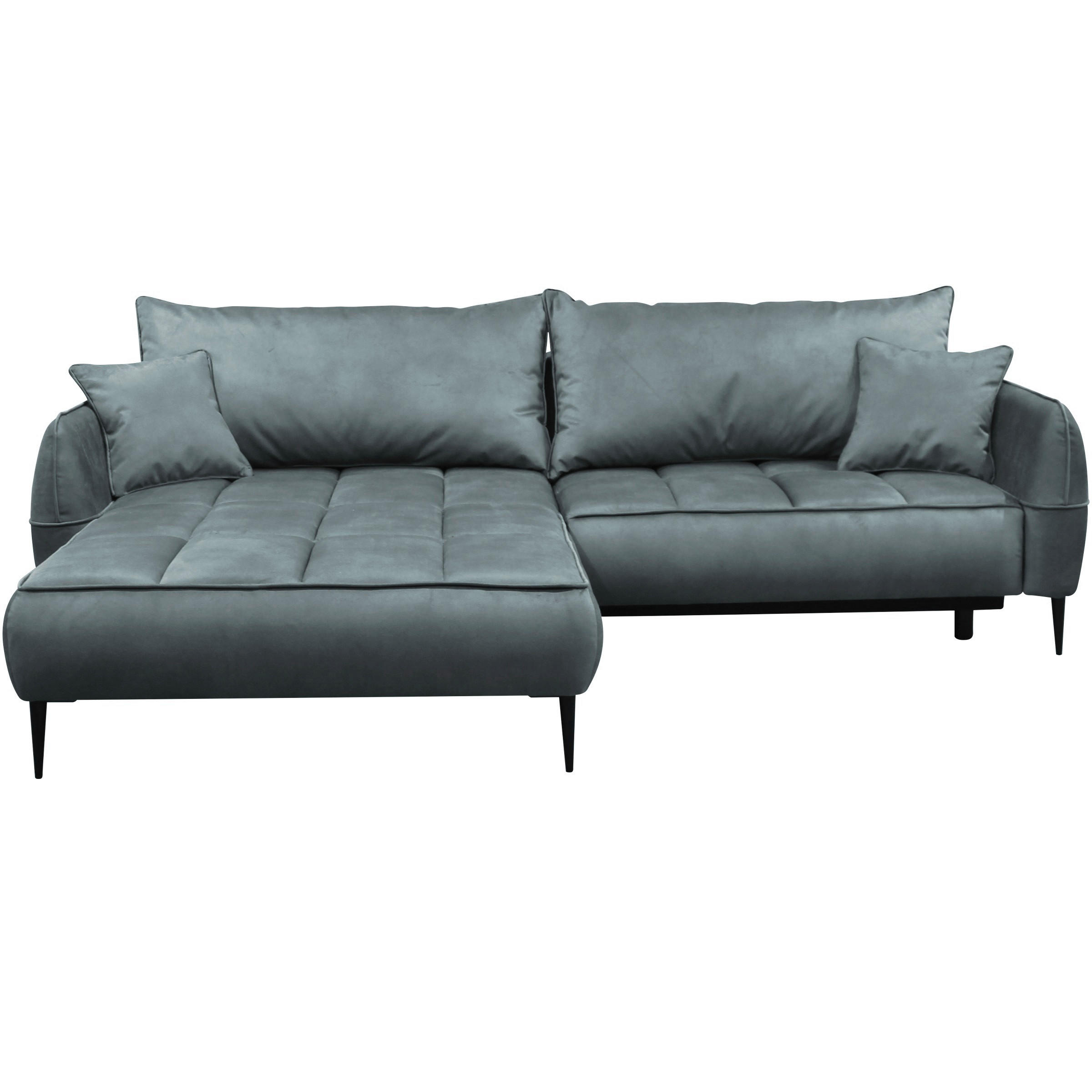 ECKSOFA Blau Velours  - Blau/Schwarz, Design, Textil/Metall (189/260cm) - MID.YOU