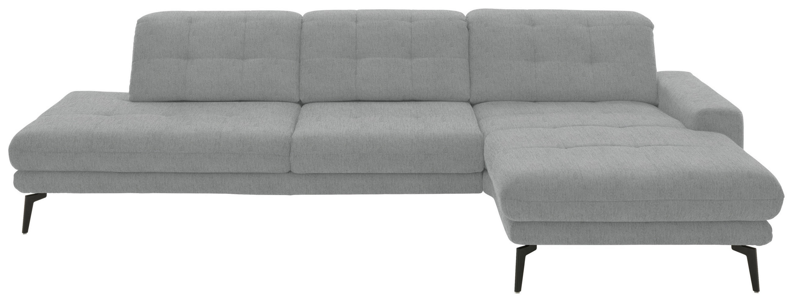 ECKSOFA in Flachgewebe Hellgrau  - Hellgrau/Schwarz, Design, Textil/Metall (309/190cm) - Beldomo Style