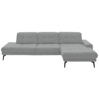 ECKSOFA in Flachgewebe Hellgrau  - Hellgrau/Schwarz, Design, Textil/Metall (309/190cm) - Beldomo Style