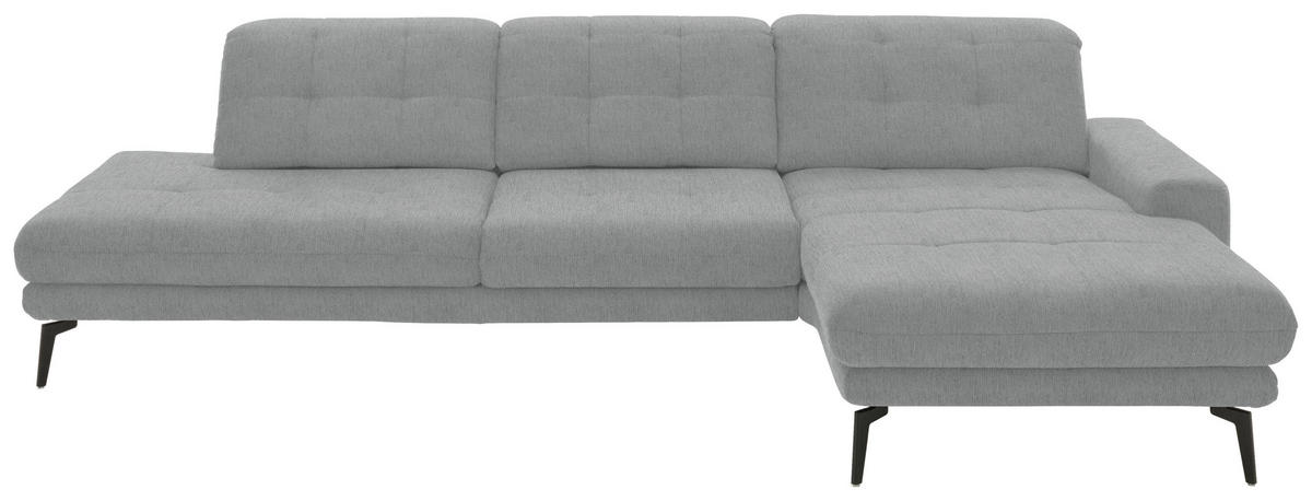 ECKSOFA in Flachgewebe Hellgrau  - Hellgrau/Schwarz, Design, Textil/Metall (309/190cm) - Beldomo Style