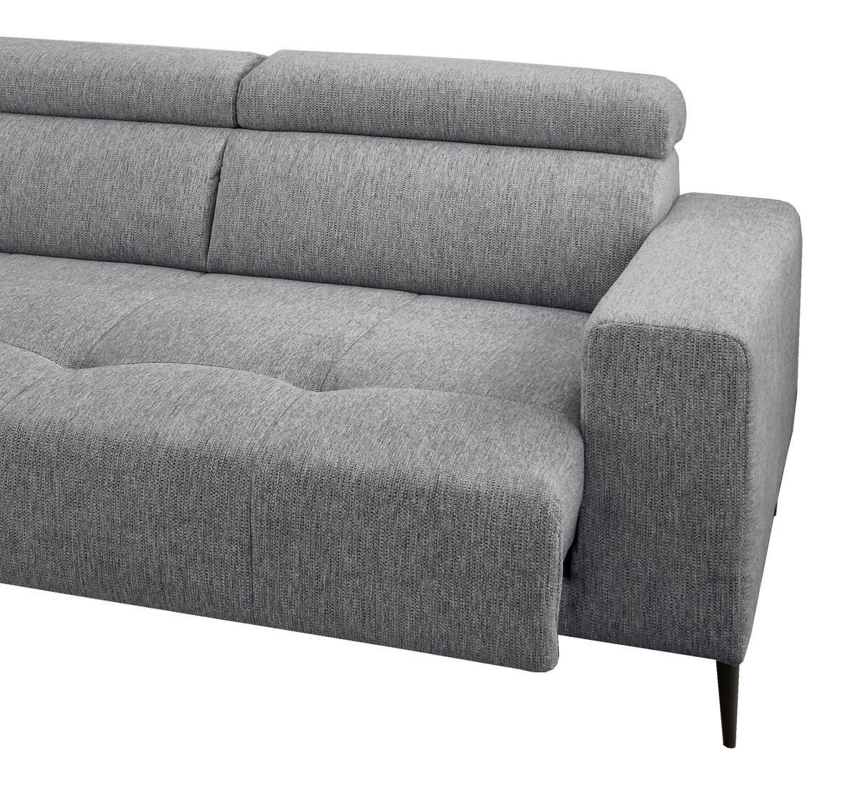 ECKSOFA Dunkelgrau Chenille  - Dunkelgrau/Schwarz, KONVENTIONELL, Textil/Metall (188/276cm) - Livetastic