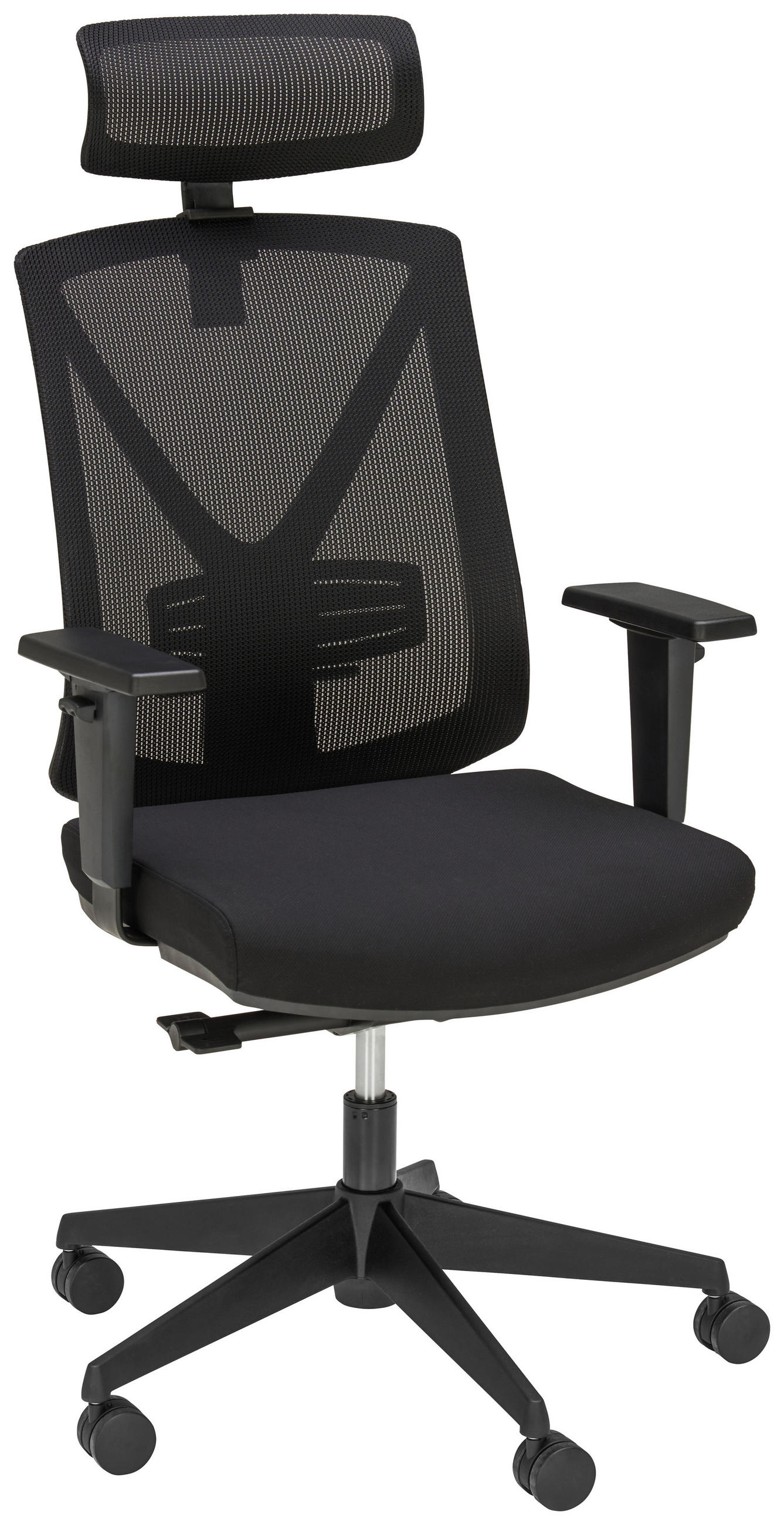SCAUN ROTATIV  țesătură negru  - negru, Konventionell, plastic/textil (62/119-129/65cm) - Novel