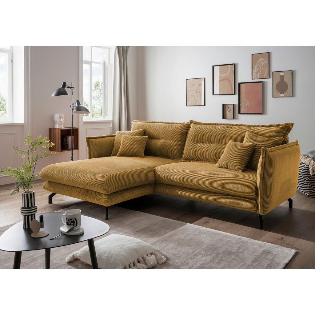 Thumbnail - Livetastic Ecksofa, Gold, Textil, 4-Sitzer, Füllung: Schaumstoff, L-Form, 255x180 cm, Made in Europe, Rücken echt, Armte...