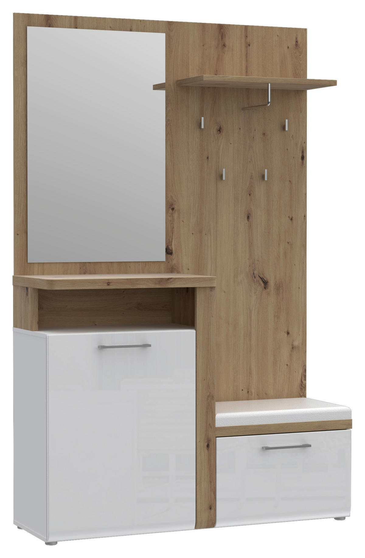 GARDEROBE  in 128,8/201/43,4 cm  - Weiß/Eiche Artisan, MODERN, Holzwerkstoff (128,8/201/43,4cm) - MID.YOU