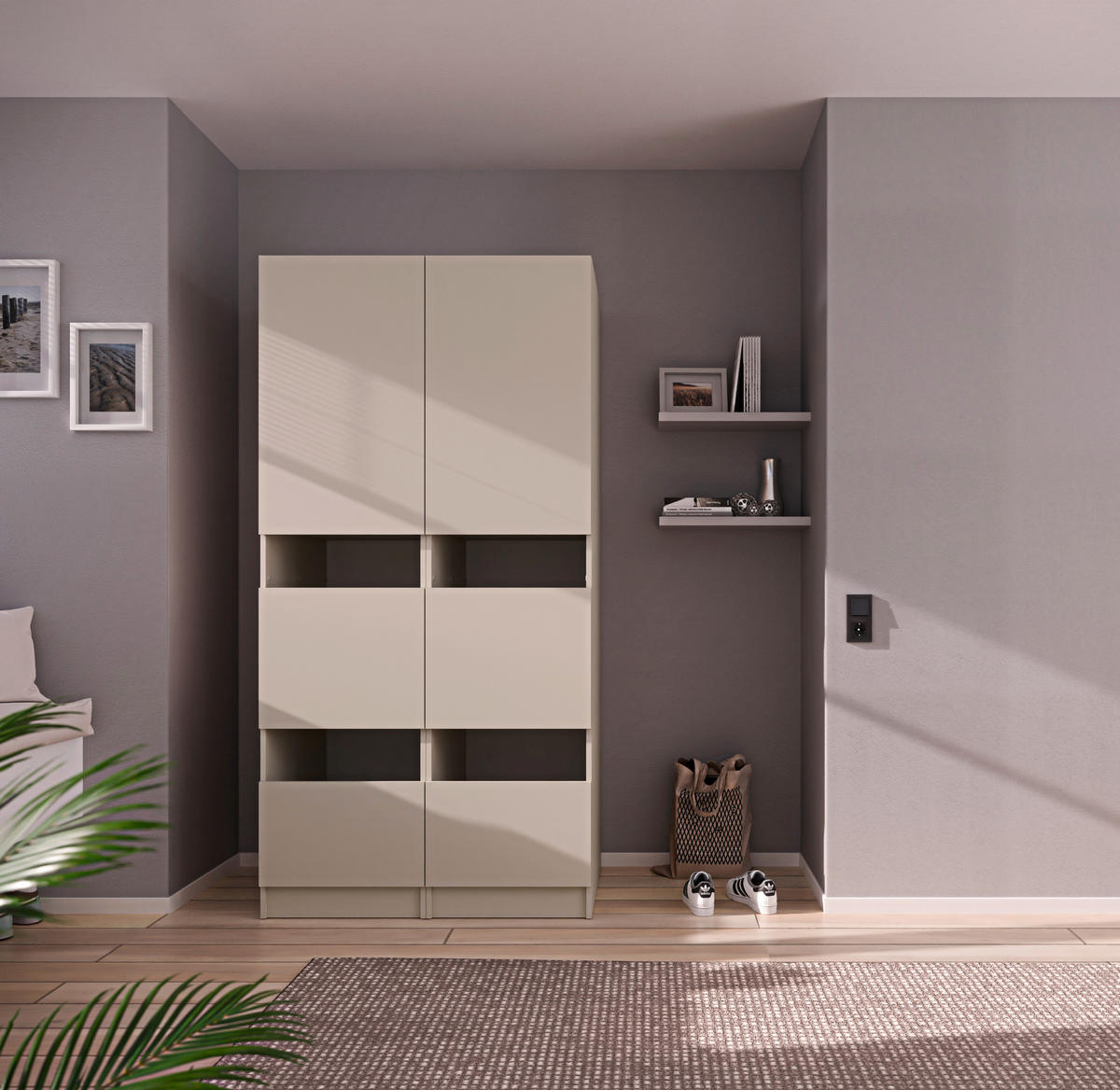 MEHRZWECKSCHRANK 50/200/68 cm  in Kaschmir  - Kaschmir/Schwarz, Design, Holzwerkstoff/Metall (50/200/68cm) - Milino