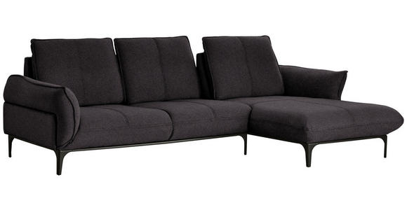 ECKSOFA in Webstoff Braun  - Schwarz/Braun, Natur, Textil (277/182cm) - Valnatura