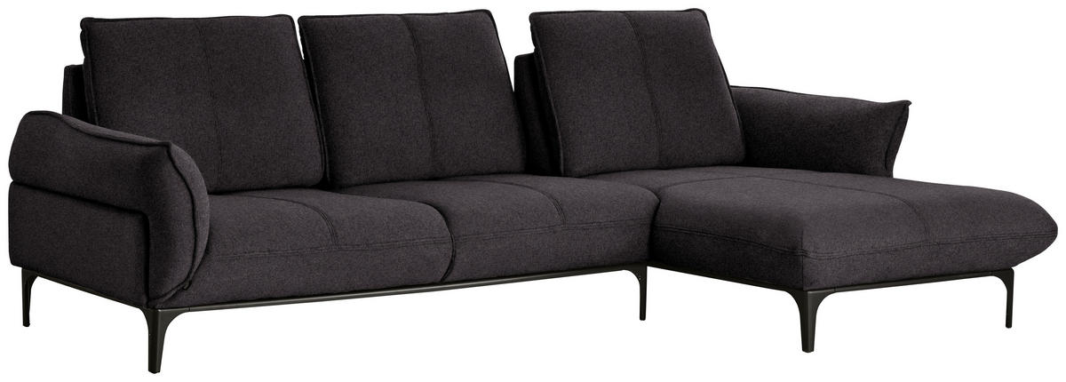 ECKSOFA in Webstoff Braun  - Schwarz/Braun, Natur, Textil (277/182cm) - Valnatura