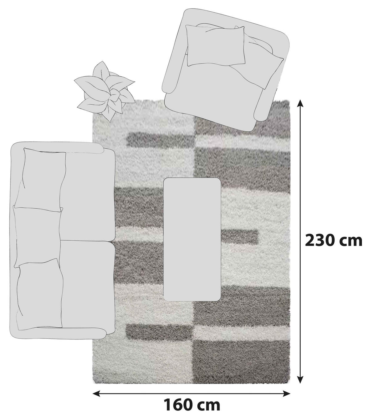 HOCHFLORTEPPICH 160/230 cm Gala 2505 Beige  - Beige, Design, Textil (160/230cm)