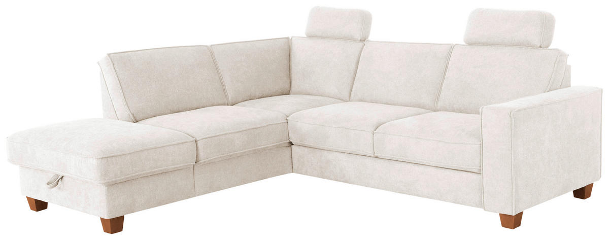 ECKSOFA in Flachgewebe Creme  - Eichefarben/Creme, Konventionell, Holz/Textil (213/236cm) - Sit & More