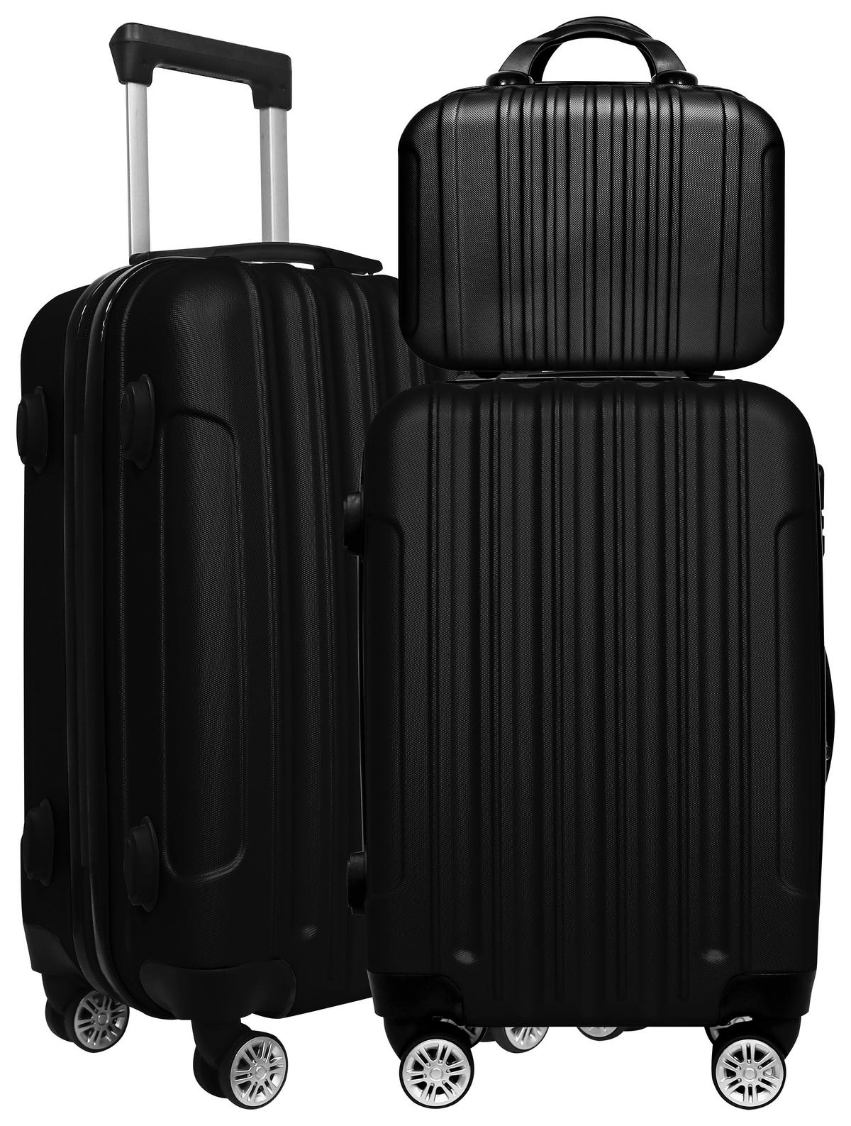 REISEKOFFERSET Schwarz 3-teilig  - Schwarz, Basics, Kunststoff/Metall - Novel
